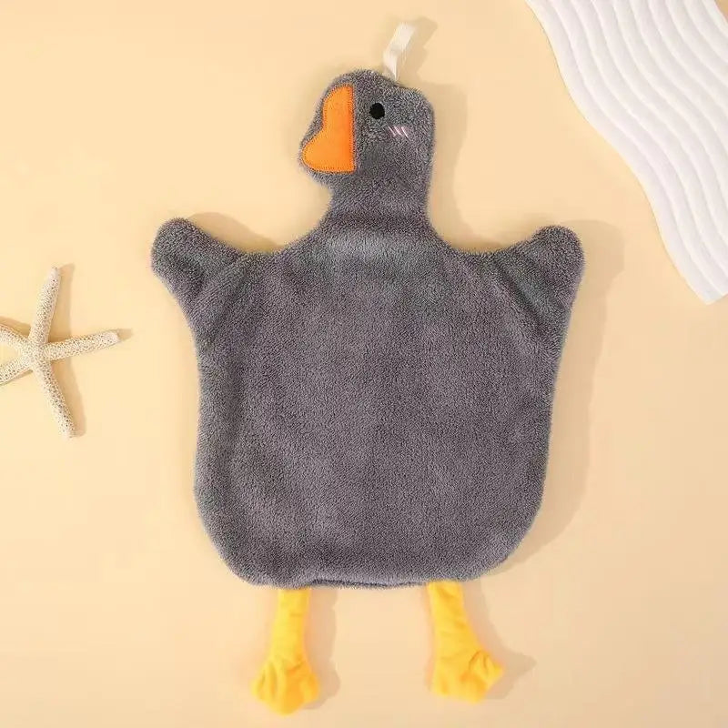 Cartoon Goose Hanging Hand Towel | Soft Coral Fleece 35×25cm