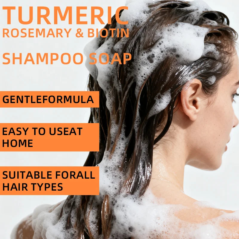 YUITIKUE Turmeric Rosemary Shampoo Soap - Rich Lather, Deep Cleans & Moisturizes, Volumizing for All Hair Types, 100g Peaceful Pleasures Health and Wellness