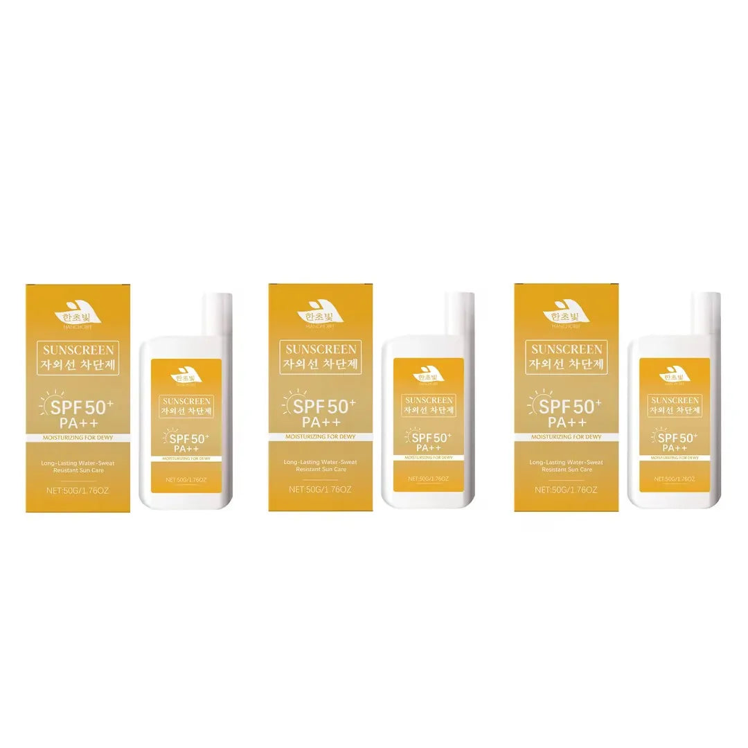 Lightweight Hydrating Sunscreen SPF 50++ Long Lasting UV Protection Fast Absorb No Sticky Oil Control Refreshing Sunblock Lotion Peaceful Pleasures Health and Wellness 50g x3 boxed