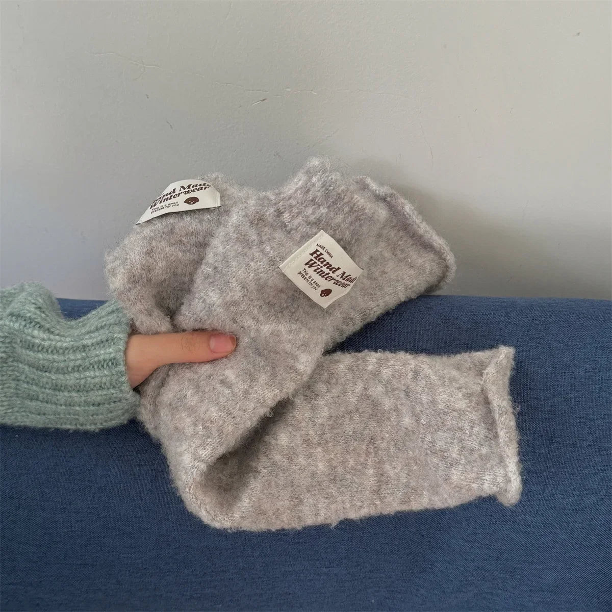 New Korean Style Sweet Cotton Ankle Sock with Marshmallow Patch Thick Warm Slouch Socks for Autumn Winter Fashionable Leg Warmer Peaceful Pleasures Health and Wellness White Gray One Size