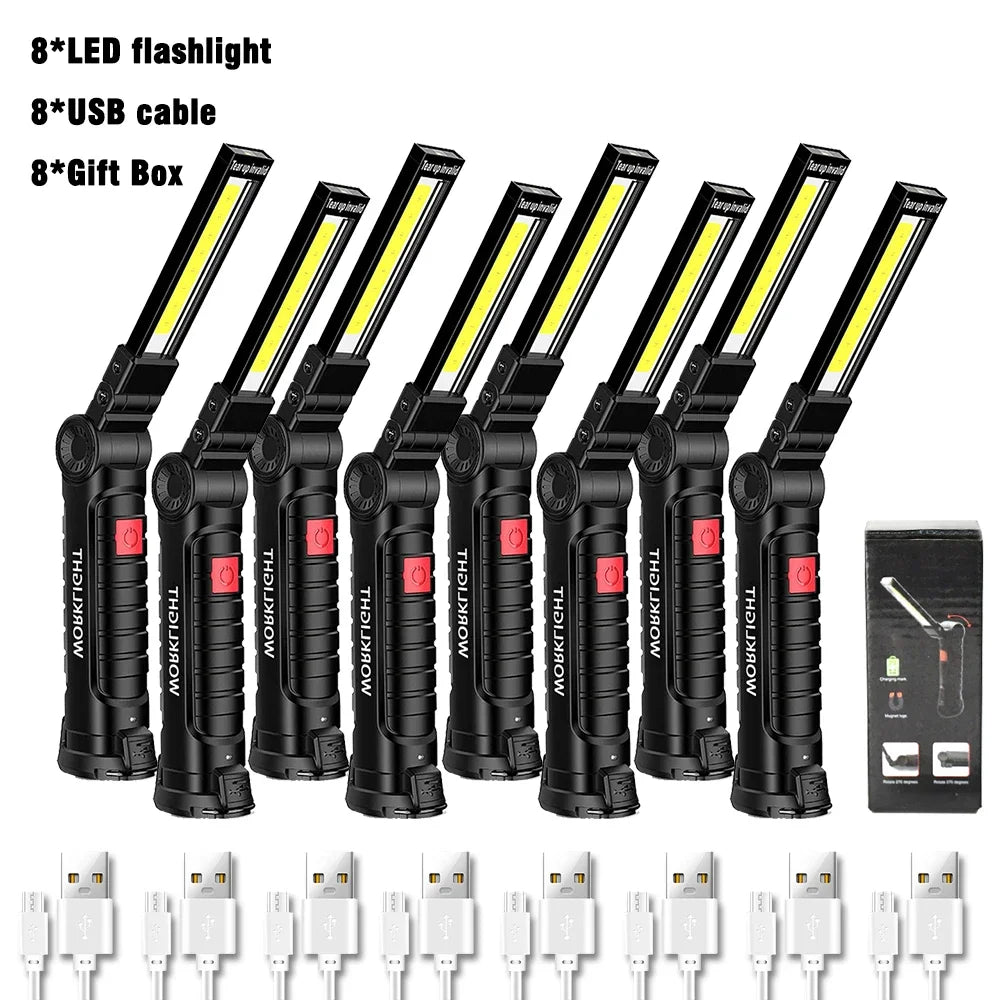 USB Rechargeable COB LED Work Light – Magnetic Foldable Torch