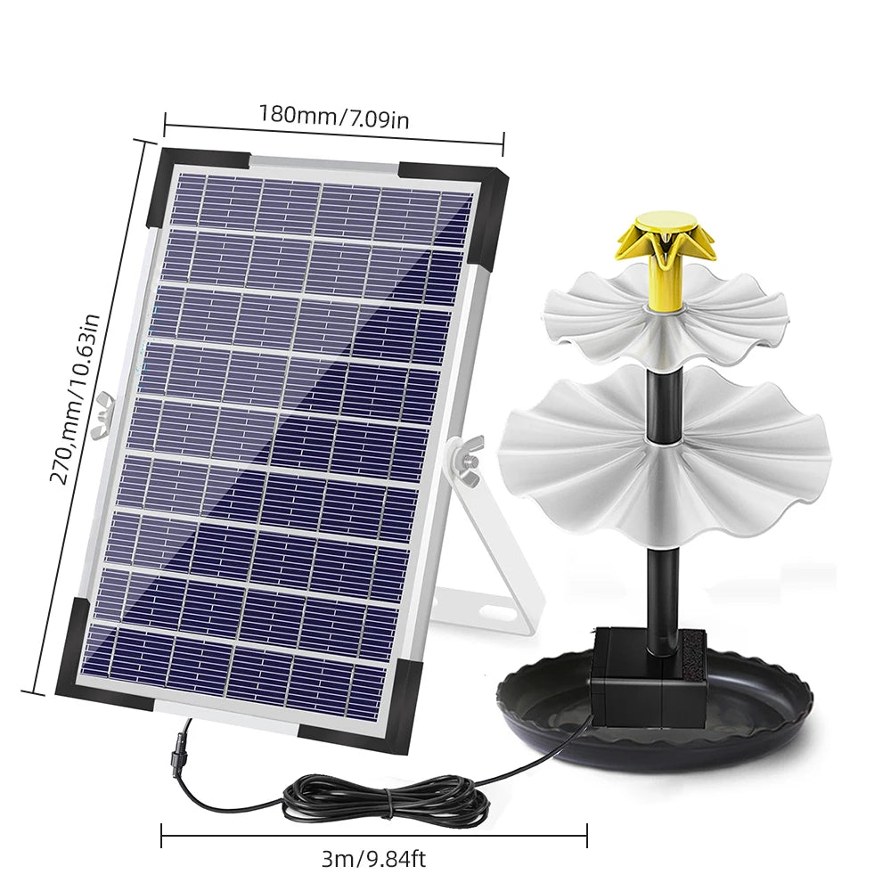 Solar Fountain Pump for Bird Bath with LED Lights Solar Powered Water Fountain Pump for Garden Pond Pool Fish Tank Aquarium Peaceful Pleasures Health and Wellness BSV-SP006A
