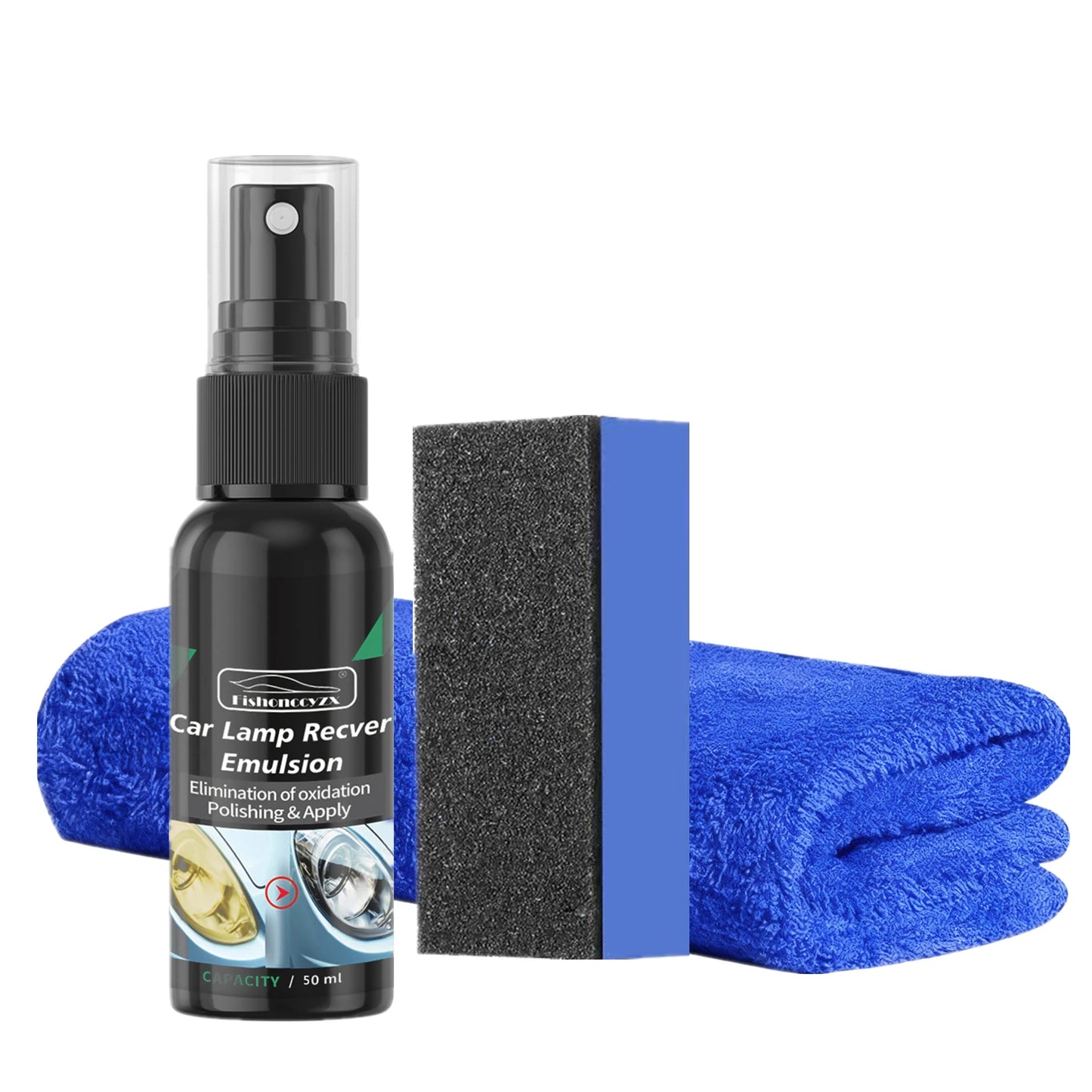 Car Headlight Restoration Polishing Kits Headlamp Scratch Remover Repair Cleaning Paste Remove Oxidation Headlight Polish Liquid Peaceful Pleasures Health and Wellness 50ml set