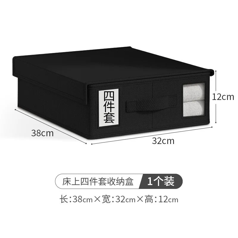 Creative Bed Sheet Storage Box Clothing Fabric Sheet 4-piece Organizer Wardrobe Blanket Quilt Cover Non-woven Storage Box Peaceful Pleasures Health and Wellness B