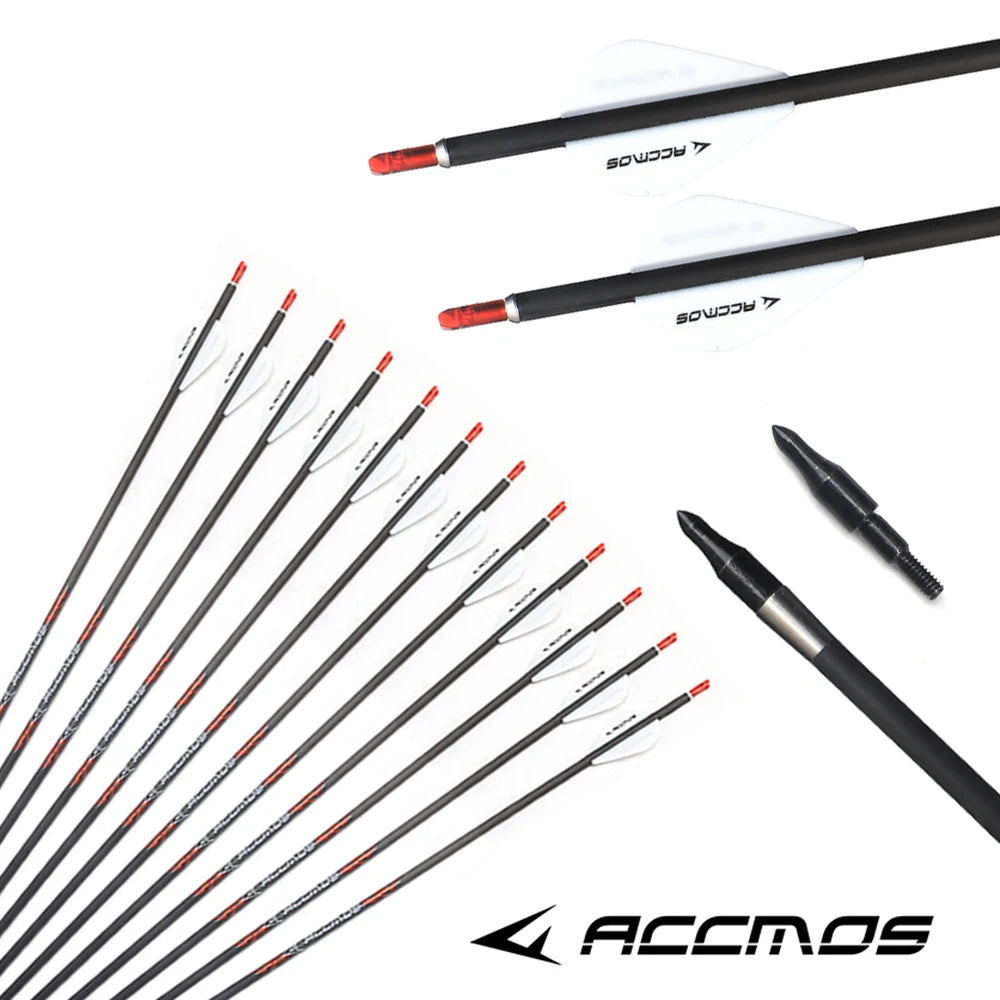 6 Pure Carbon Arrow ID5 Spine300 400 500 600 700 800 White Leaves 100