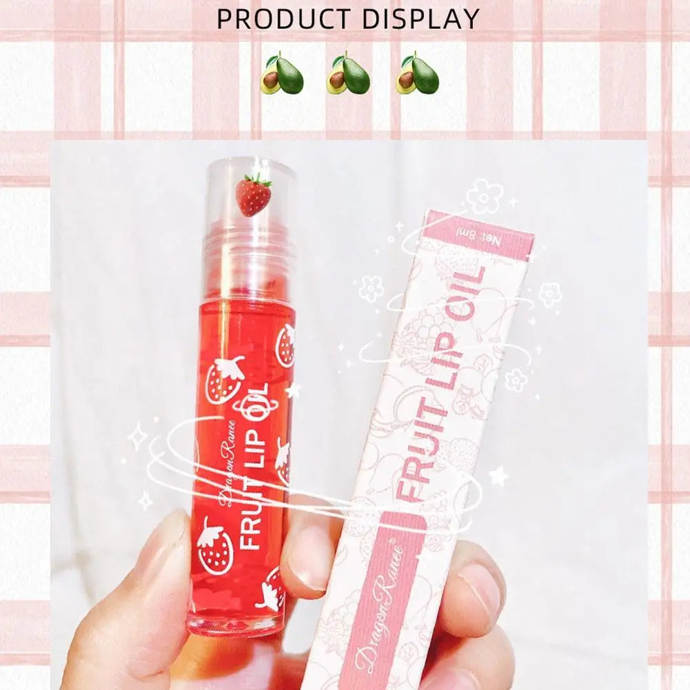 Roll-On Fruit Essence Lip Oil Gloss – Moisturizing Lip Balm