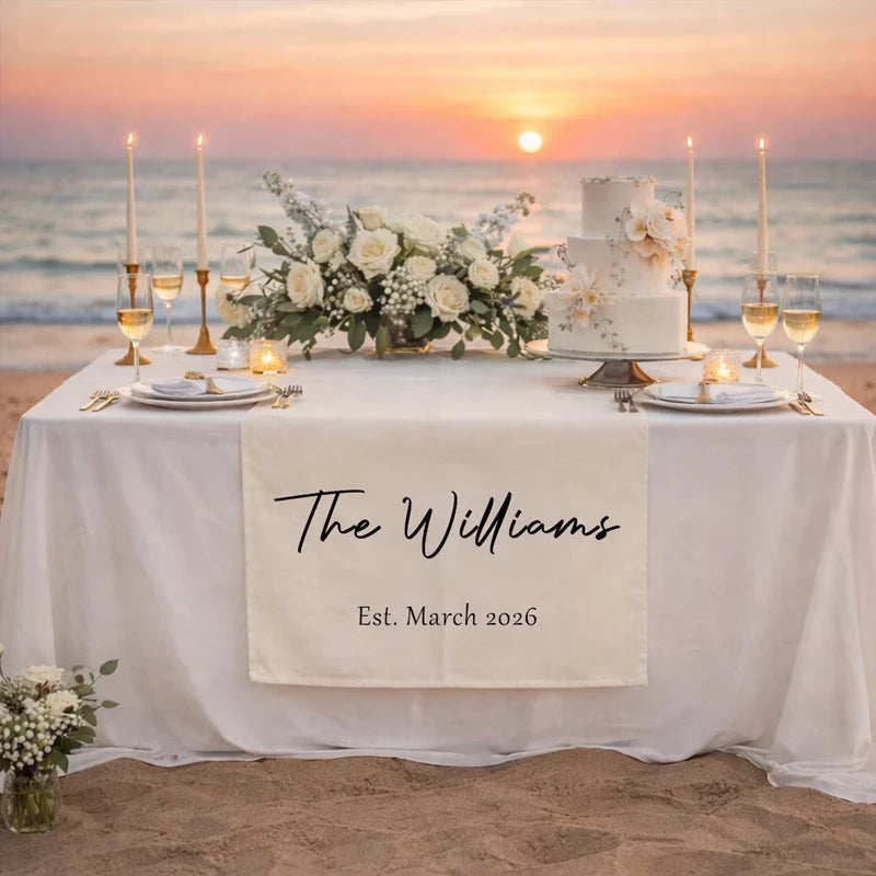 Personalized Wedding Tablecloth | Bridal Shower Party Banner