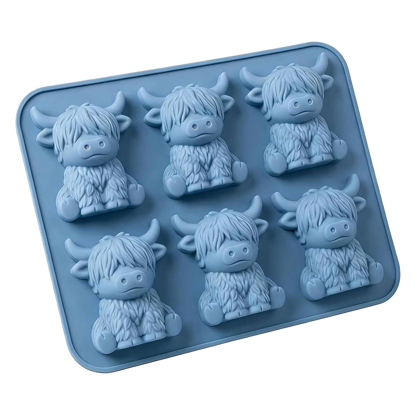 Silicone Mini Highland Cow Ice Cube Mould Easy To Demold Highland Cow Plaster Mould for Chocolate Candy Jelly Homemade Treats Peaceful Pleasures Health and Wellness Blue
