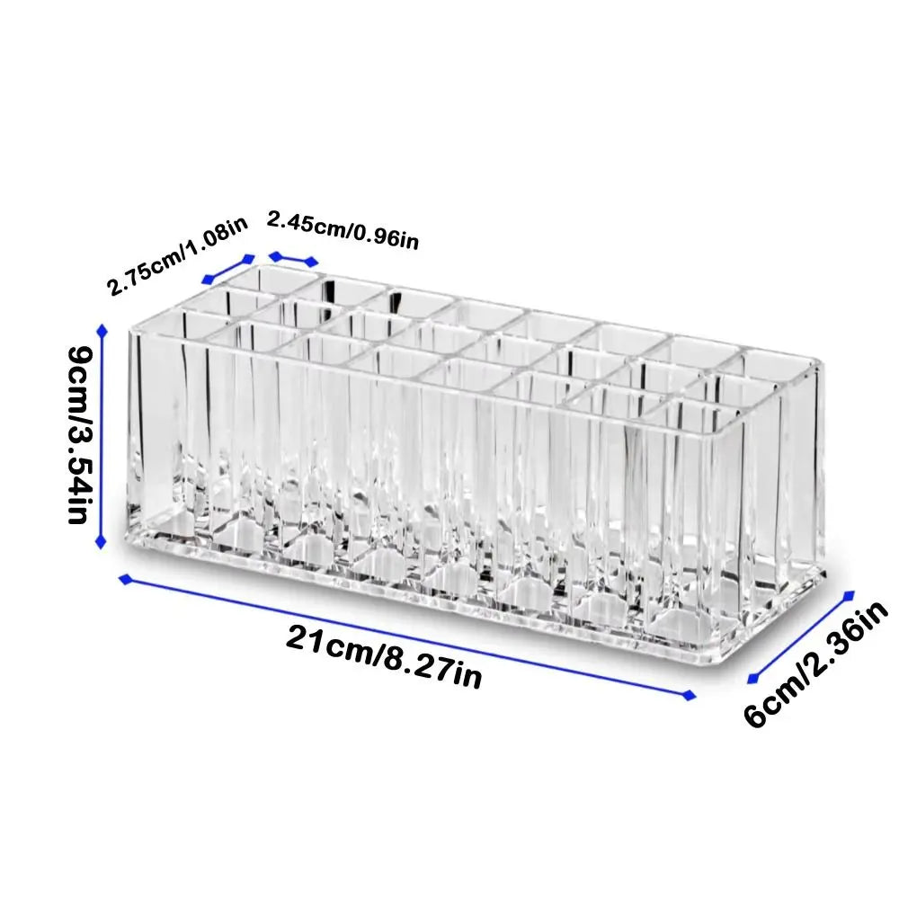 24-Slot Clear Acrylic Lipstick Holder & Makeup Organizer
