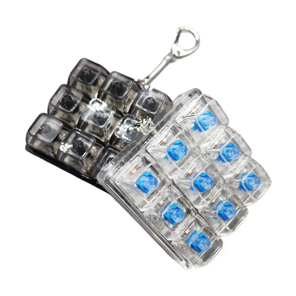 LED Glowing Transparent Switch Tester Keychain Fidget Toy Fingertip Button Stress Relief Clicker Mechanical Keyboard Accessories Peaceful Pleasures Health and Wellness A Set