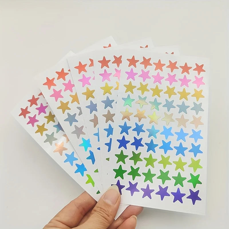 5 Sheets Bag Gold Colored Star Sticker Stamping Five Pointed