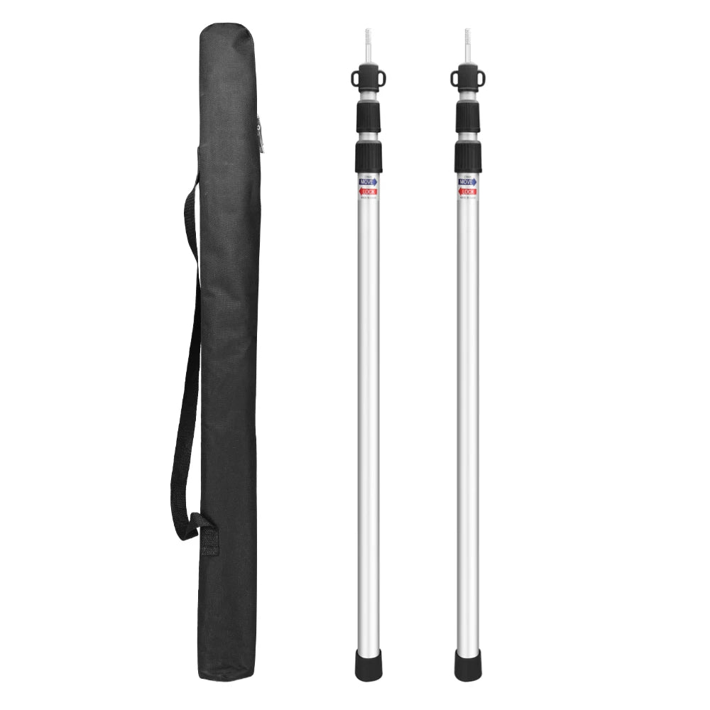 Set of 2 Heavy Duty Tarp Poles Telescoping Tent Support Poles with Storage Bag for Camping Canopy Shelter Awning Shadesail Poles Peaceful Pleasures Health and Wellness Sliver