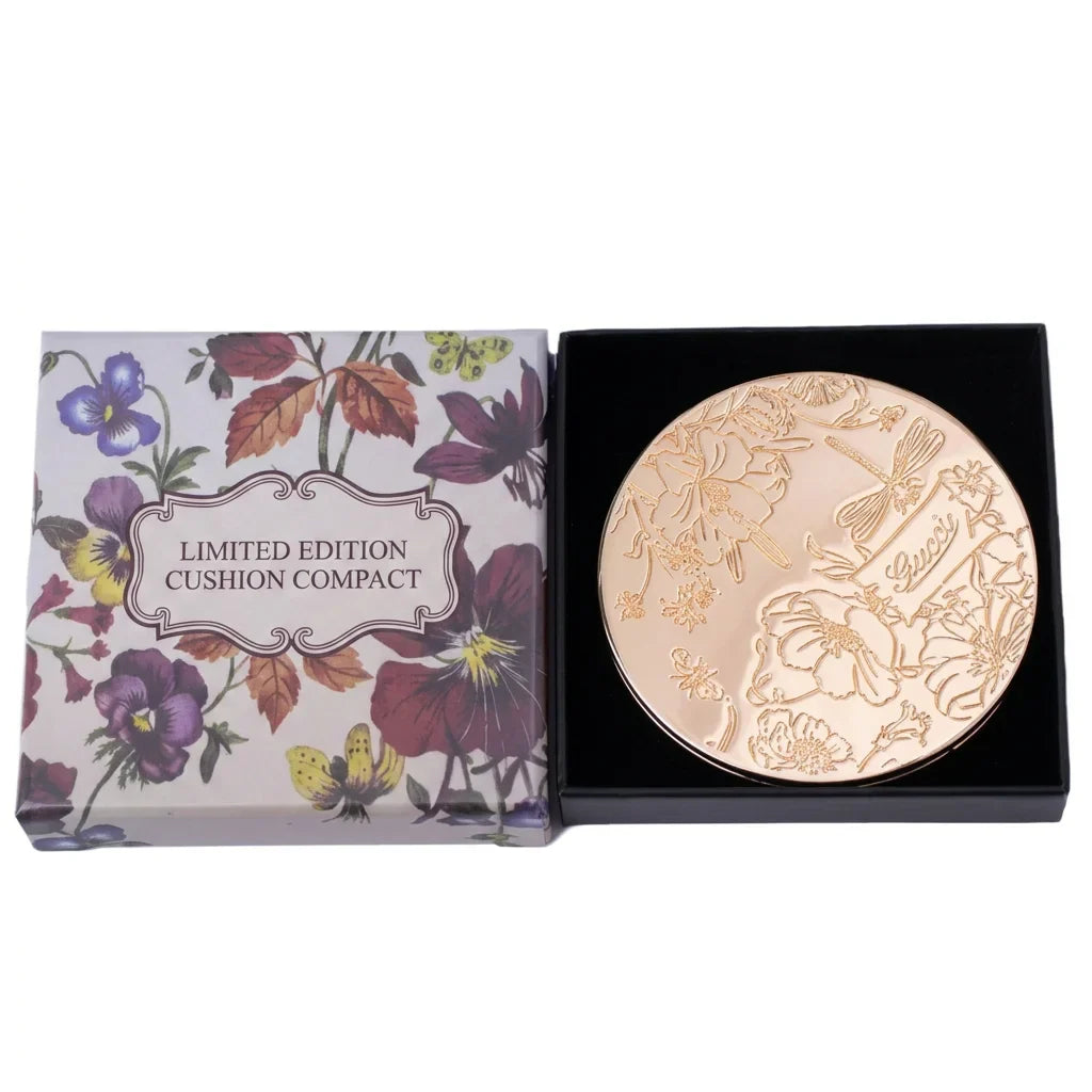 Vintage Gold Folding Compact Pocket Mirror – Floral Embossed