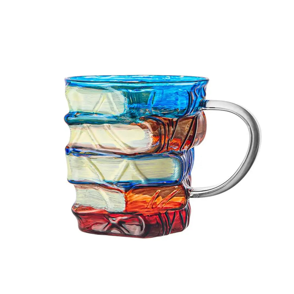 3D Painted Book Stack Coffee Mug – Unique Gift for Book Lovers Peaceful Pleasures Health and Wellness 420ML A