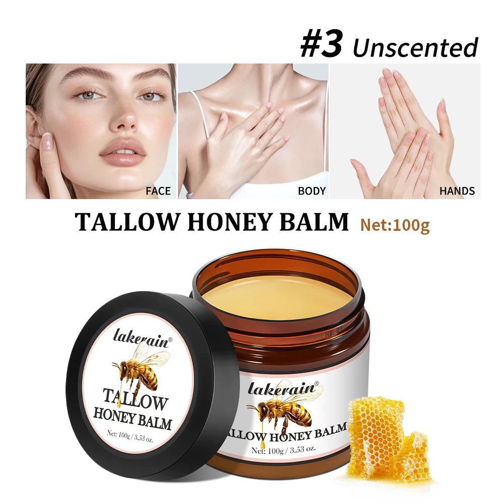 Honey Tallow Balm Beef Tallow Balm Moisturizing Cream for Soft Smooth Skin Handmade All-Natural Moisturizer Antioxidant Skincare Peaceful Pleasures Health and Wellness 3 Unscented