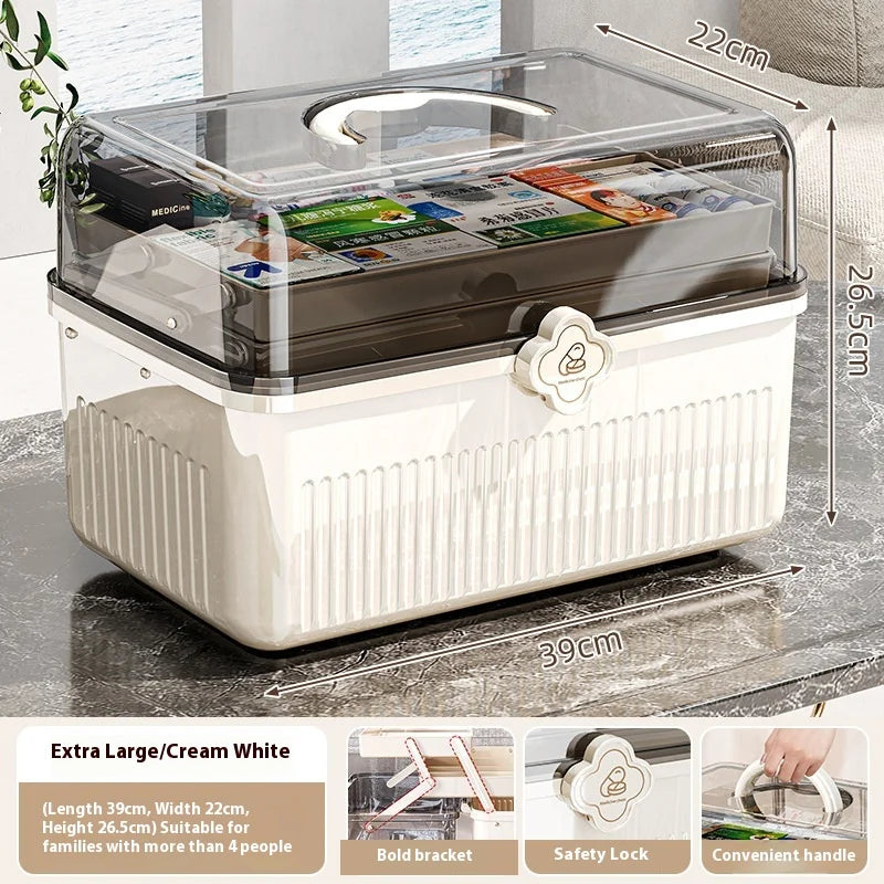 3-Tier Transparent Medicine Organizer - Large Capacity First Aid Storage Box for Home, Travel & Emergency Use Peaceful Pleasures Health and Wellness XXL