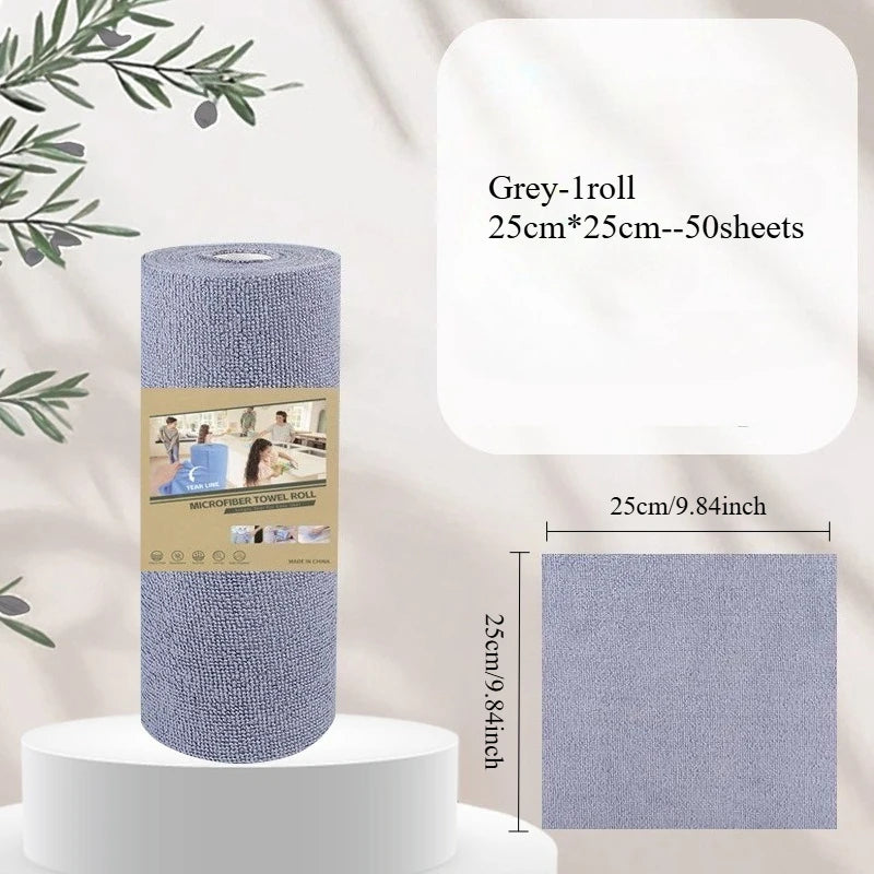 50-Sheet Reusable Microfiber Cleaning Cloth Roll | Kitchen Rags
