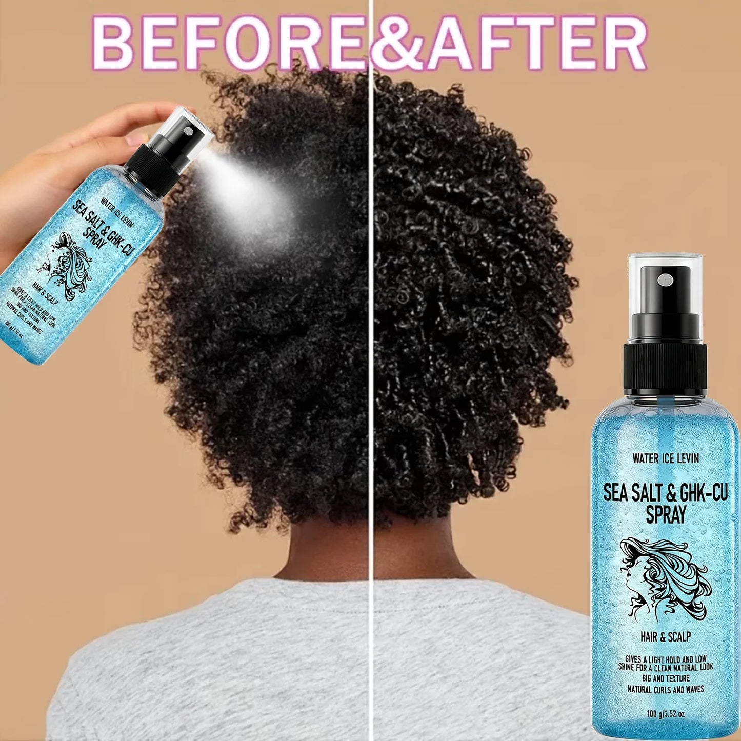 Biotin Keratin Sea Salt Hair Spray – GHK-Cu Curls & Texture