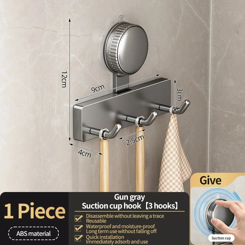 No-Drill Suction Cup Hook Set | 5-Hook Door & Cabinet Rack
