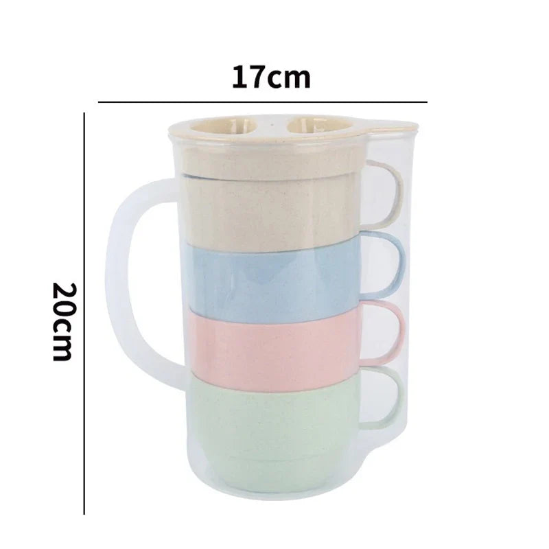 4-Piece Wheat Straw Drinking Cup Set – Eco Portable Picnic