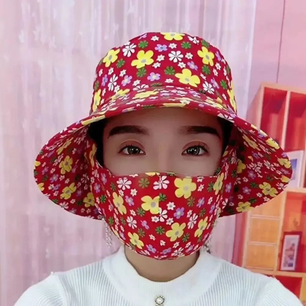 Women's Wide Brim Floral UV Sun Hat – Beach, Garden & Cycling