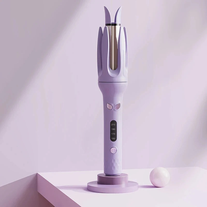 Automatic Hair Curler 28mm Negative Ions Electric Ceramic Curling Hair Stick Rotating Curl Waves Anti-Tangle Curling Iron Styler Peaceful Pleasures Health and Wellness Purple EU