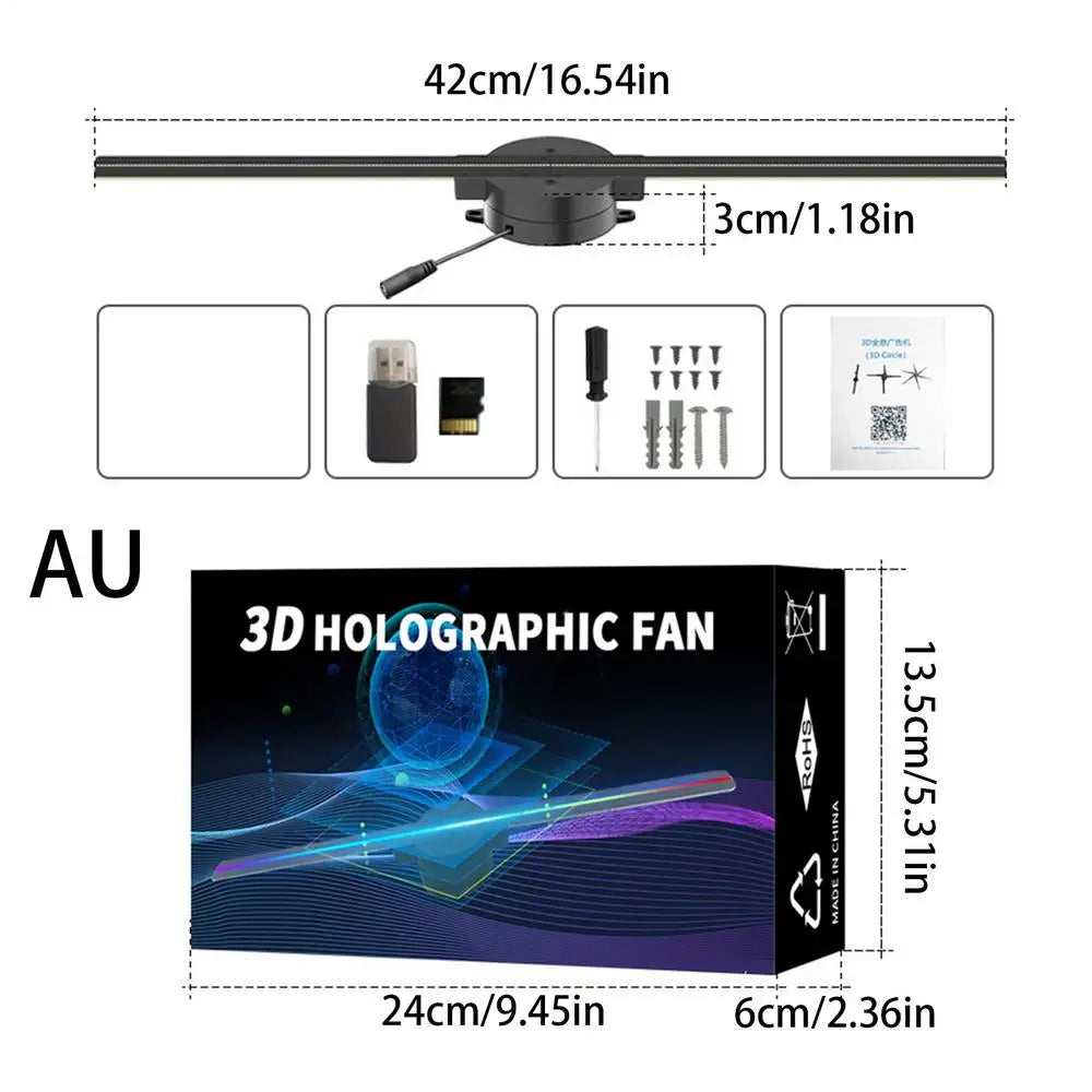 3D Fan Hologram Projector Wifi Control Remote Commercial Advertising Display Hologram Lamp for Christmas Party Peaceful Pleasures Health and Wellness AU China Mainland