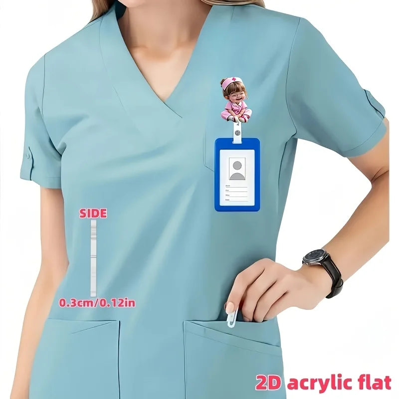 Cute Nurse ID Badge Holder Retractable Reel – Acrylic Clip