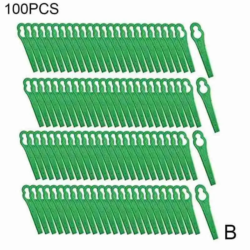 100-Pack Plastic Grass Trimmer Blades | Cordless Strimmer