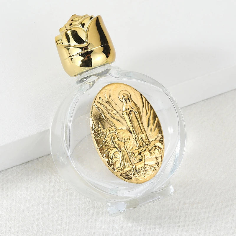 Beautiful Gold Rose Crystal Glass Empty Holy Water Jesus Bottle Religious Bottle Christian Baptism Supplies Gift Peaceful Pleasures Health and Wellness A9