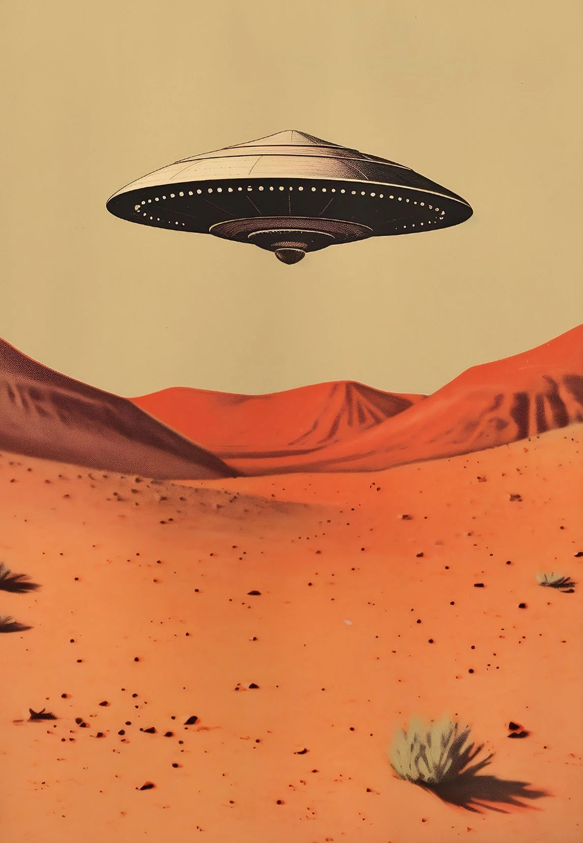 UFO Alien Cow Abduction Canvas Print | Retro Sci-Fi Wall Art