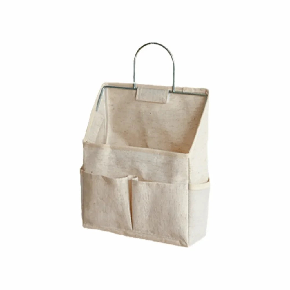 Hanging Storage Bag with Pockets | Cotton Linen Wall Organizer