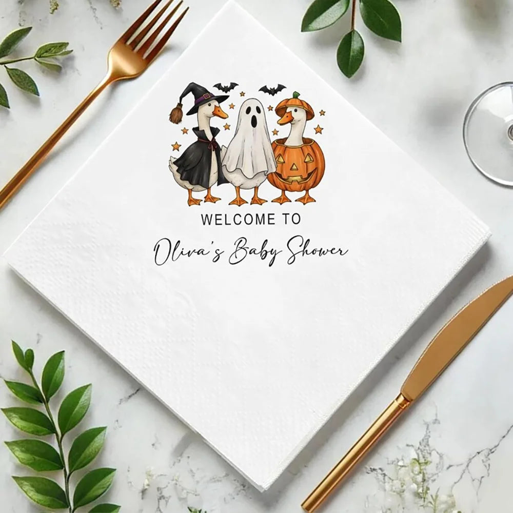 Halloween Baby Shower Napkins – Spooky Duck 40-Pack Custom