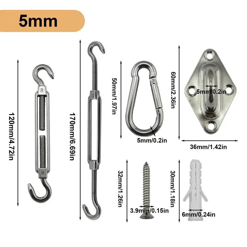 Shade Sail Hardware Kit – Heavy Duty 304 Stainless Steel