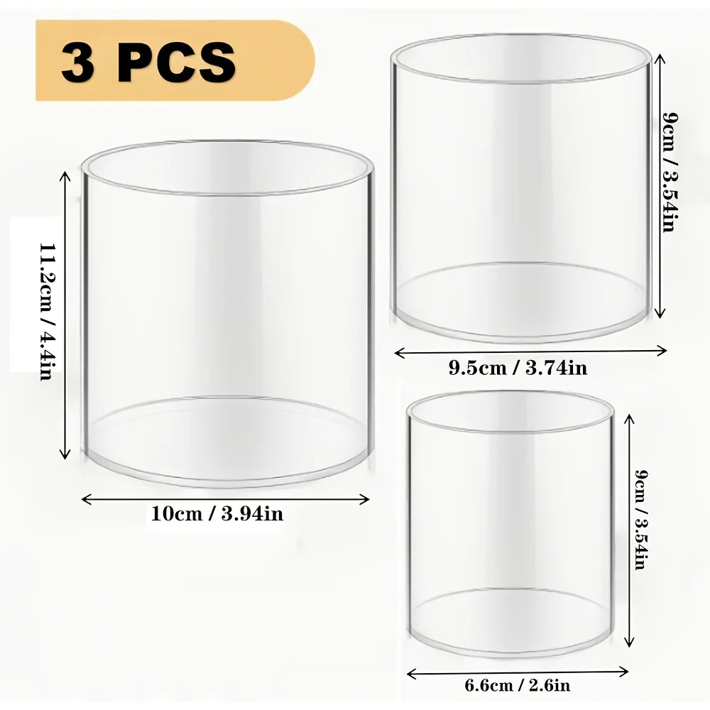 Clear Acrylic Cylinder Flower Vases – Set of 3 Wide-Mouth Vases for Centerpieces & Candle Holders