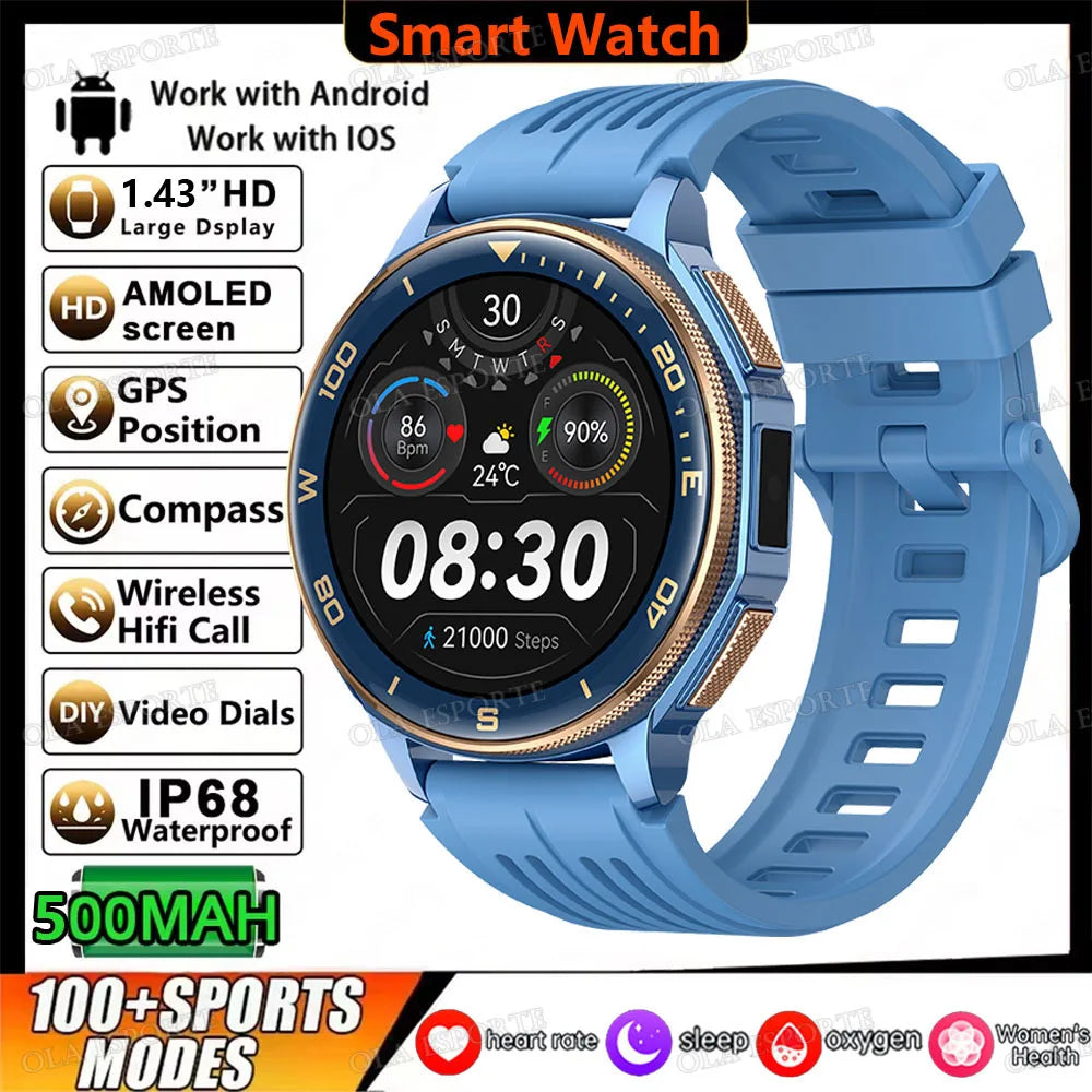 Ola Esporte GPS Smartwatch 1.43" AMOLED 500mAh 3ATM Sport