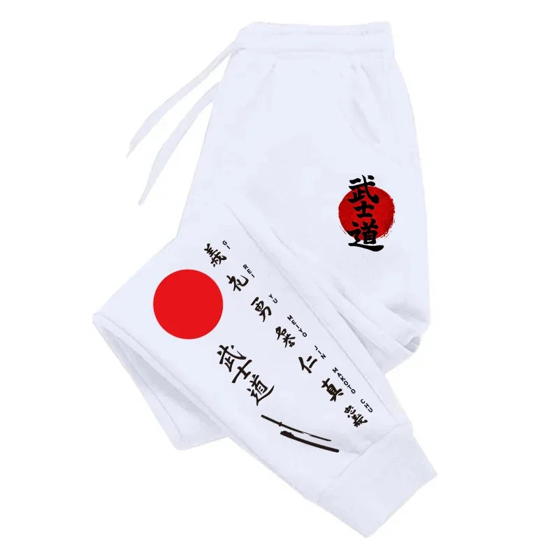 Bushido Printed Sweatpants All Season Male Daily Casual Sports Jogging Pants 2025 Japanese Harajuku Style Trousers Men's Clothes Peaceful Pleasures Health and Wellness L White China Mainland