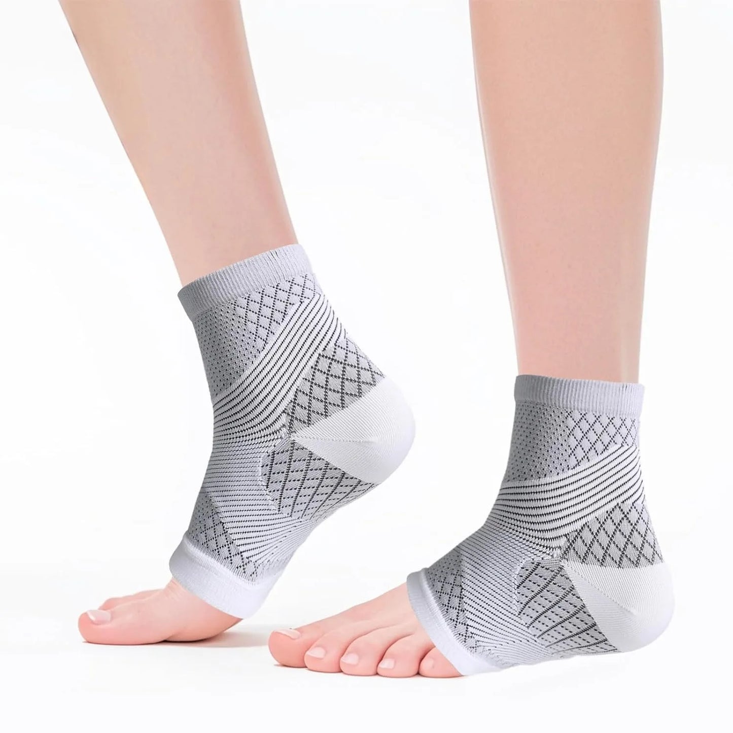 Neuropathy Socks for Women and Men, Nano Soothe Relief Compression Socks Toeless Compression Socks Peaceful Pleasures Health and Wellness White S/M