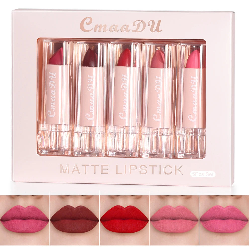 5pcs lipstick set, a variety of colors to choose from, easy to apply, non-stick cup, to create exquisite makeup Peaceful Pleasures Health and Wellness 03