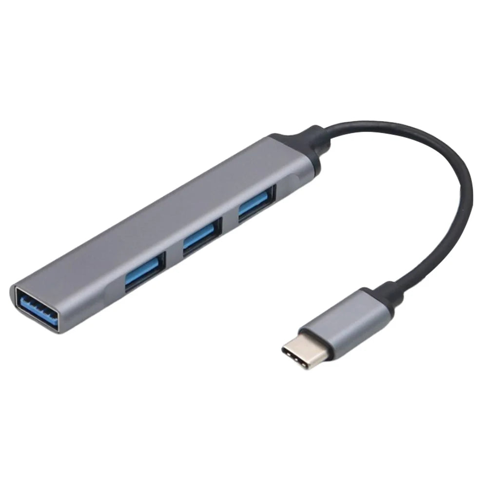 4-Port USB 3.0 Hub – 5Gbps USB-C & USB-A Port Expander Peaceful Pleasures Health and Wellness Typec 3.0 Grey United States