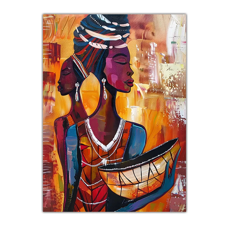 African Tribal Female Abstract Canvas Wall Art | Unframed Print Canvas Wall Art Peaceful Pleasures Health and Wellness 03 20x25cm No Frame China Mainland