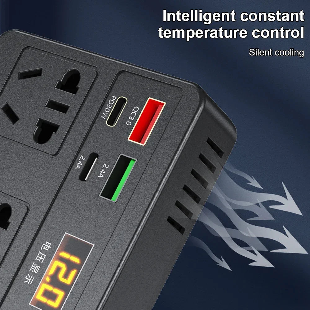 Car Power Inverter 12V/24V to 220V, PD30W Type-C & QC3.0 USB Car Adapter, DC to AC Converter with LED Display for Laptop Peaceful Pleasures Health and Wellness
