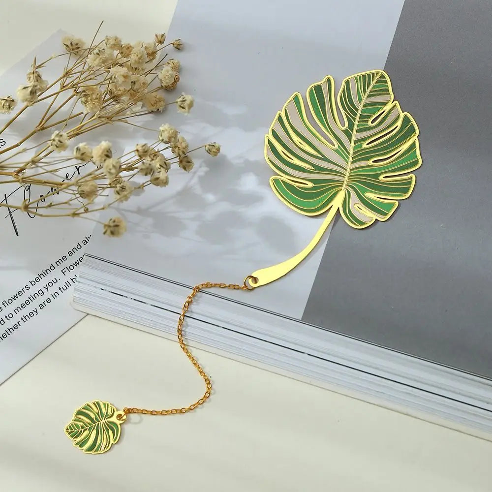 Lotus Leaf Metal Bookmark | Chinese Style Brass Tassel Gift