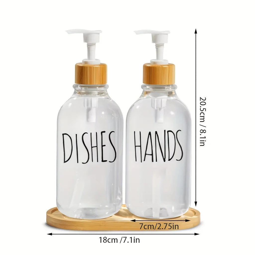Soap Dispenser Bottle with Tray & Anti-Rust Pump – 500ml Refillable Dispenser for Hand Soap, Dish Soap, Shampoo & Lotion