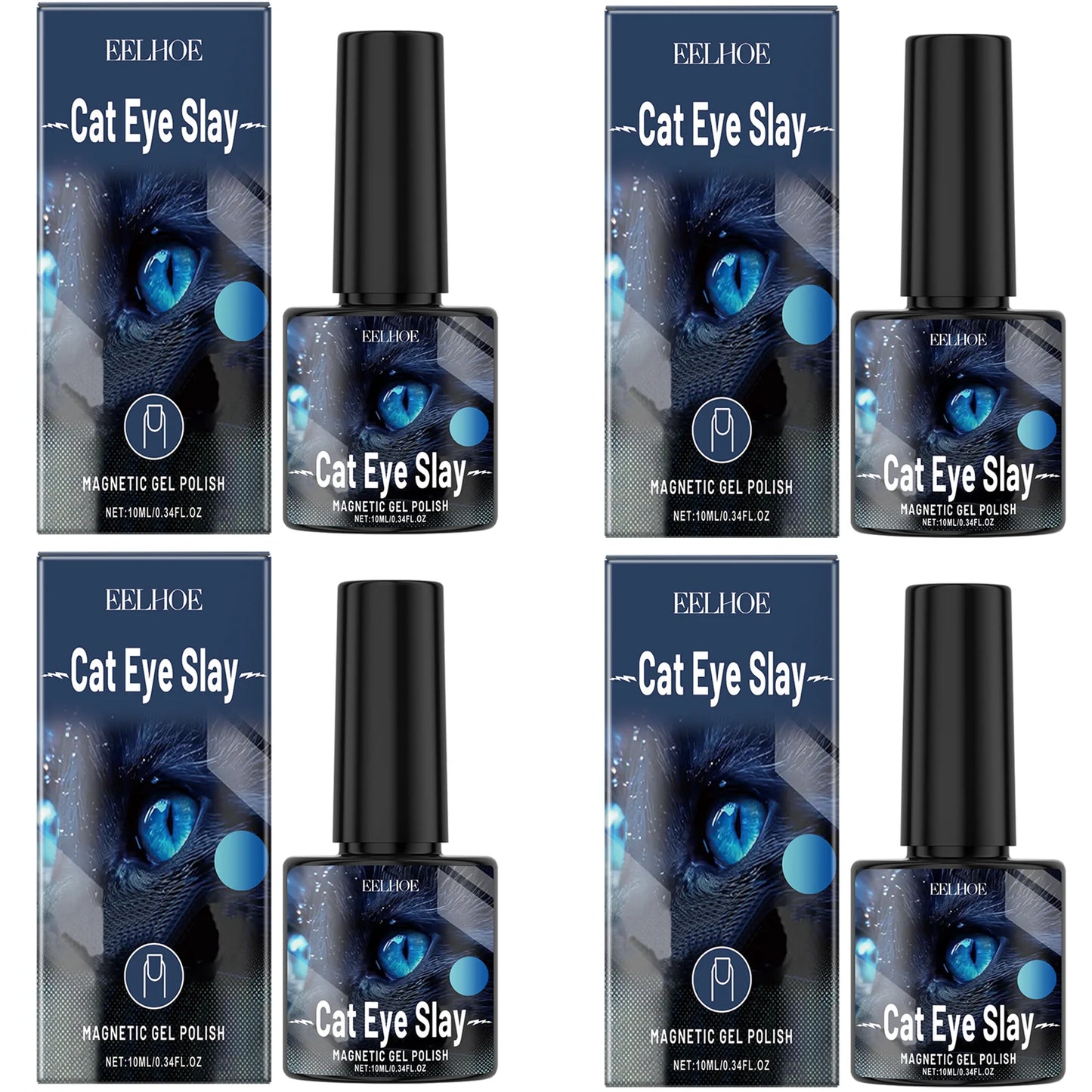 EELHOE Blue Black Magnetic Gel Nail Polish – Quick-Dry 10ml Magnetic Gel Nail Polish Peaceful Pleasures Health and Wellness 4 x 10ml Boxed