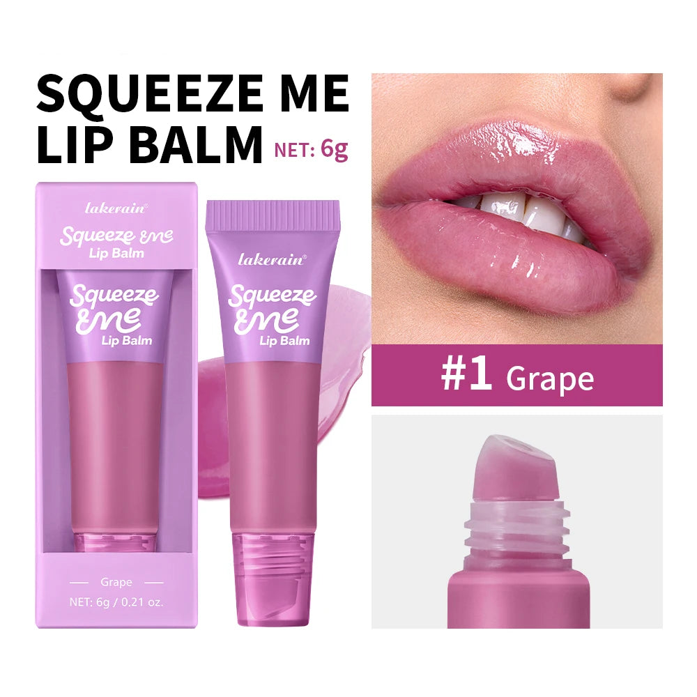Lip Gloss Long Lasting Moisturizing Lip Balm with Hyaluronic Acid Sheer Strawberry Flavor Squeeze Tube Plumping Gloss Hydration Peaceful Pleasures Health and Wellness 1Grape