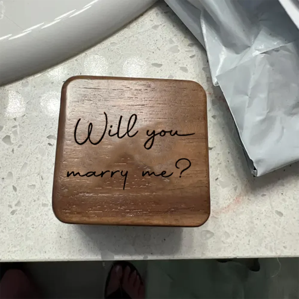 Personalized Engraved Wooden Wedding Ring Box | Proposal Gift Wooden Ring Box Peaceful Pleasures Health and Wellness ERing Box 1PCS