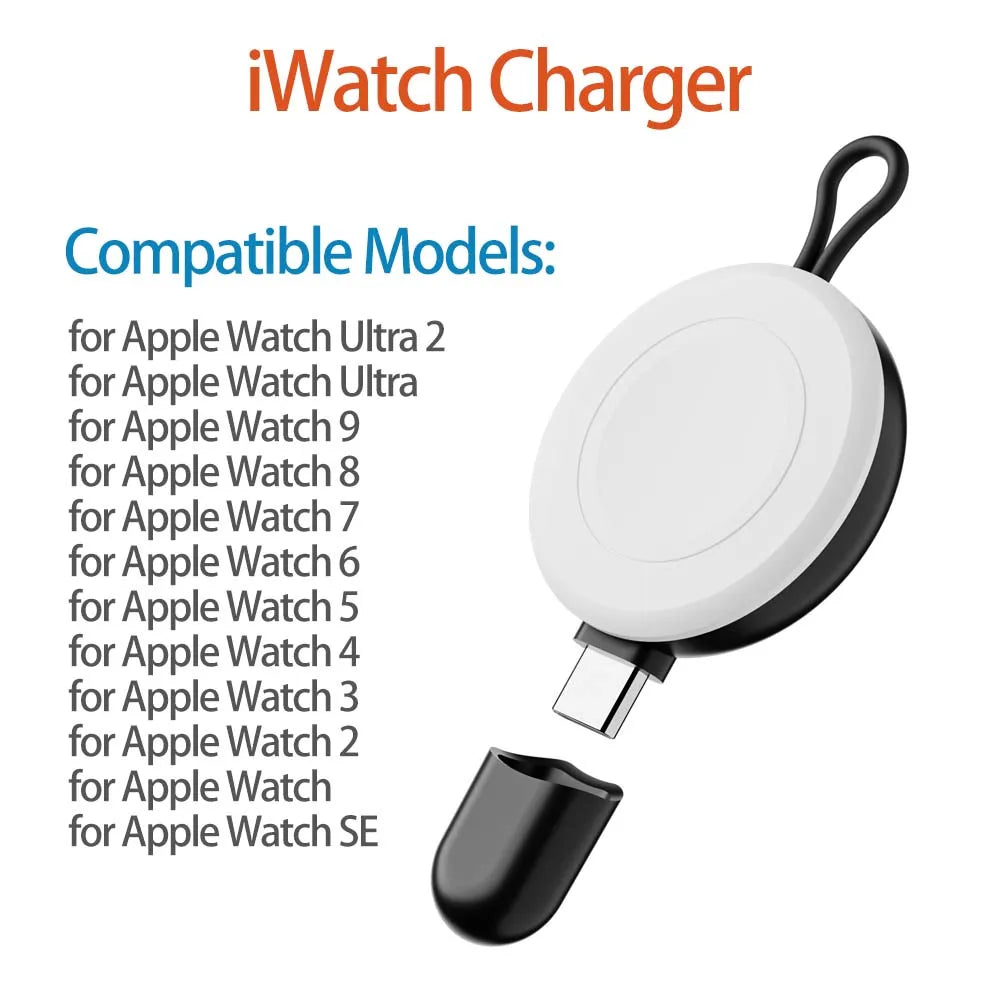 USB C Portable Watch Magnetic Wireless Charger For Apple Watch Ultra 2 3 4 5 6 7 8 9 SE Samsung Galaxy 6 Classic 5 Pro 4 Active Peaceful Pleasures Health and Wellness iWatch White