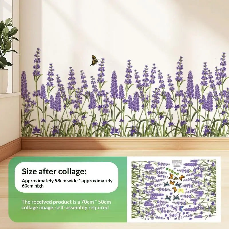 Floral Butterfly Border Wall Sticker – Removable PVC Decal