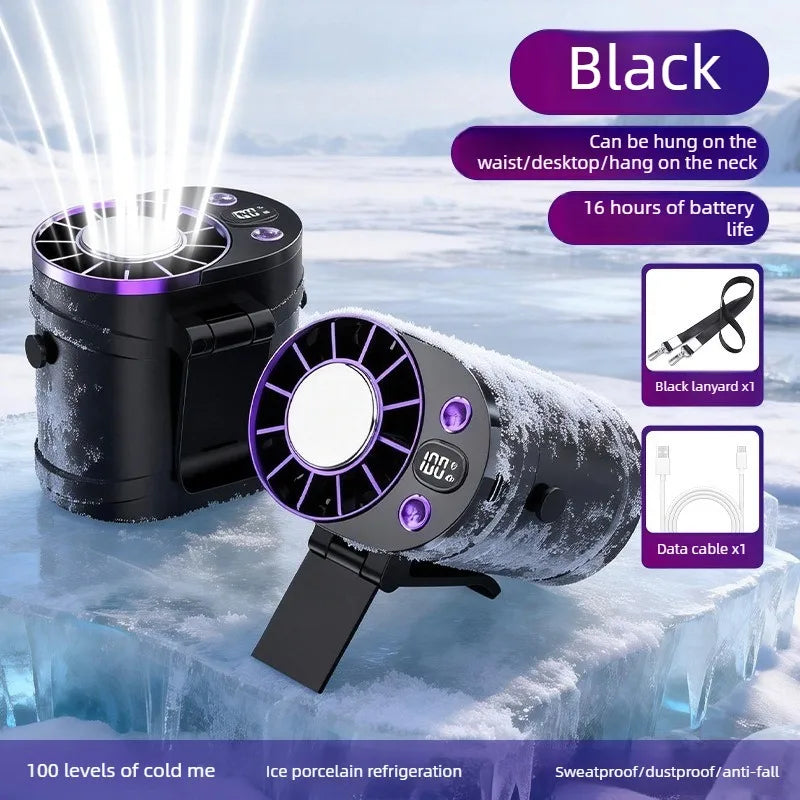 Portable Clip-On Rechargeable Fan with Digital Display Portable Clip-On Fan Peaceful Pleasures Health and Wellness Black